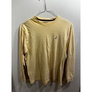 Nautica Men's Size Medium Long Sleeve T-Shirt Yellow w/Brown logo